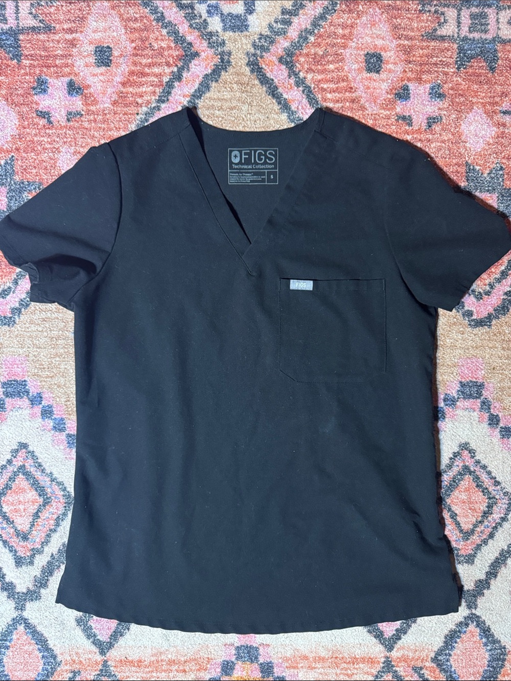 Women’s Figs Black V-Neck Technical Collection Scrub Top Black Size Small
